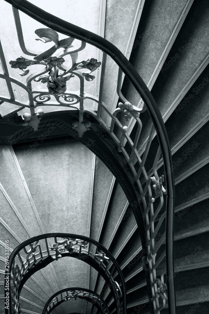 Fototapeta premium Historic stairs in black and white.