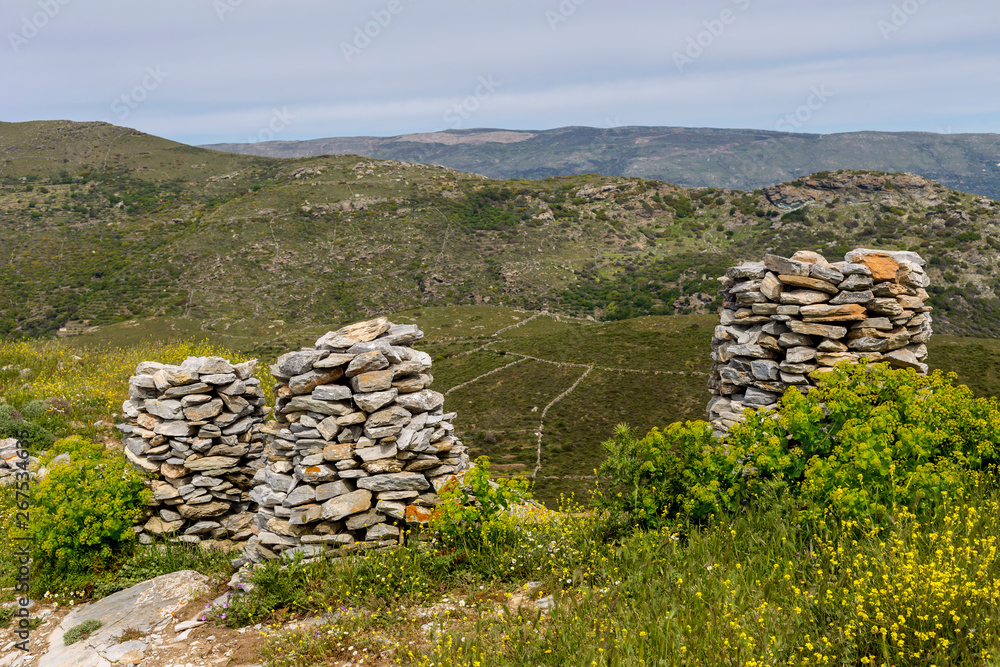 Fragment of the Castle of Faneromeni on Andros (Greece, Cyclades)