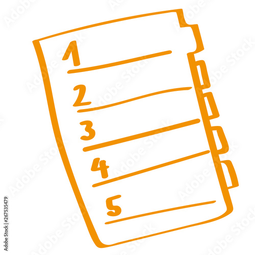 Handgezeichnetes Ordner-Register in orange