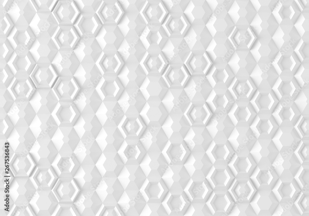 Parametric digital texture based on hexagonal grid with different volume and internal pattern 3D illustration Parametric digital texture based on hexagonal grid with different volume and internal pattern 3D illustration