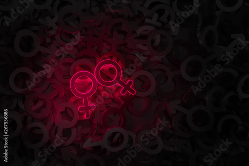 Concept art on the theme of same-sex love 3D illustration