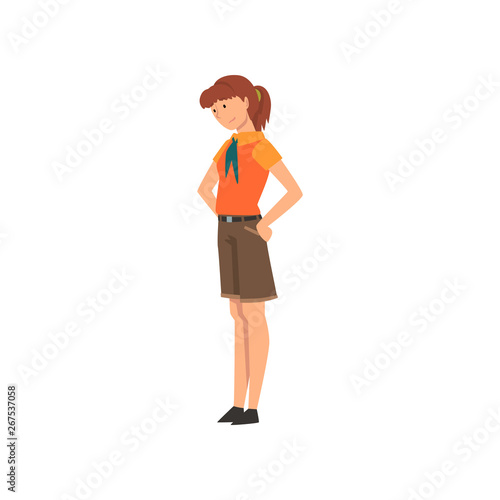 Girl Zoo Worker, Volunteer, Professional Zookeeper Character Caring of Animal Vector Illustration