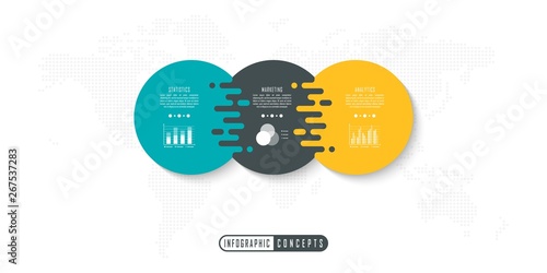 Vector infographics template for chart, diagram, web design, presentation, workflow layout. Business concept with 3 options, parts, steps or processes