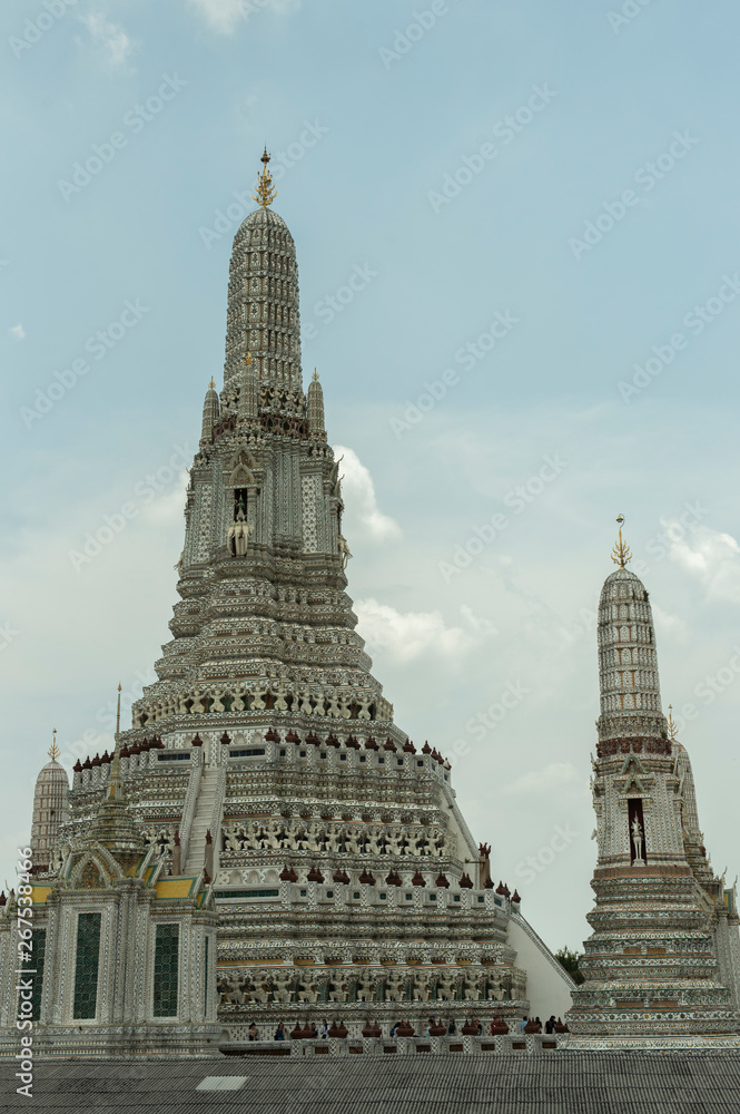 Fototapeta premium Chedi, Wat Arun, Rachawararam from the point of view of the original royal palace in Thailand