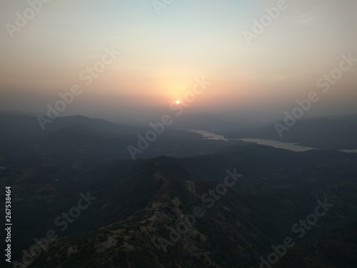 sunset in mountains, river view sunset © Aneesahmed