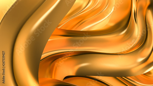 Luxurious golden background with satin drapery. 3d illustration  3d rendering.