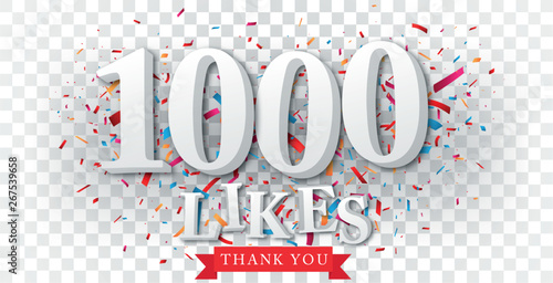 Thank you for likes banner over the confetti