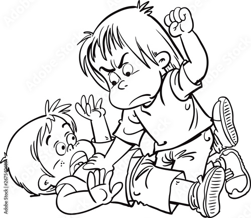 Two young boys fighting