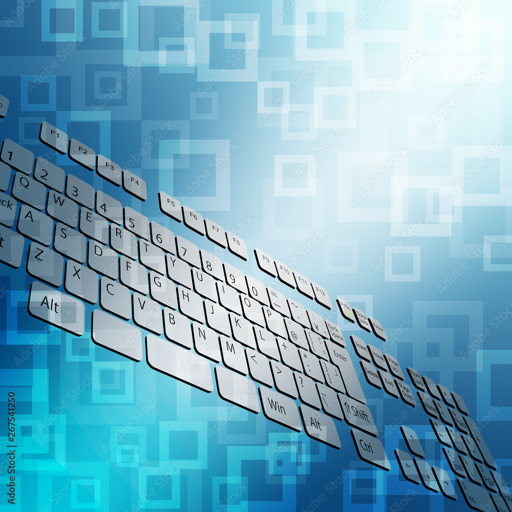 サイバー空間に浮かぶパソコンのキーボード Stock イラスト Adobe Stock