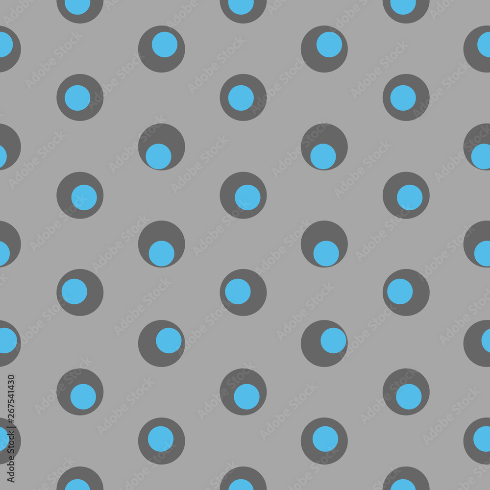 Blue and black polka dot abstract seamless pattern on a dark background
