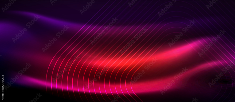 Fototapeta premium Glowing shiny neon squares abstract background, techno modern template