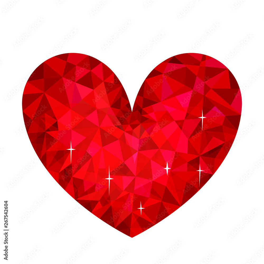 Vector illustration of cute heart in style low poly isolated on white Vector illustration of cute heart in style low poly isolated on white