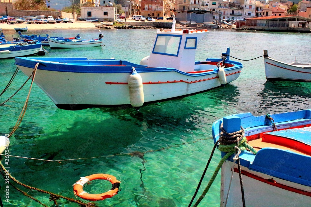 cute fishing boats in Sicily, Italy