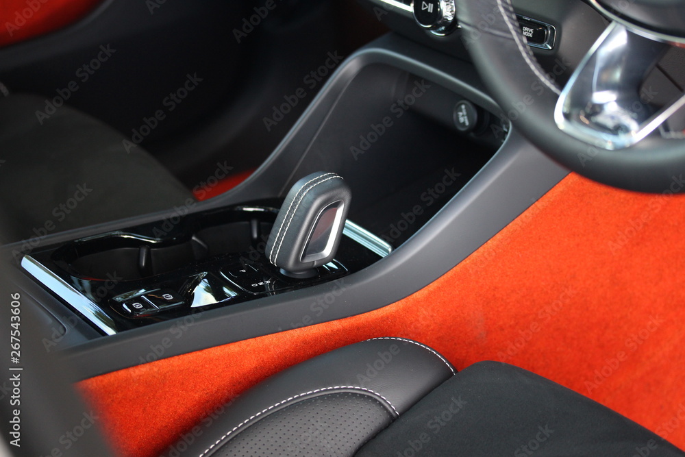 Vehicle interior, orange, gear lever