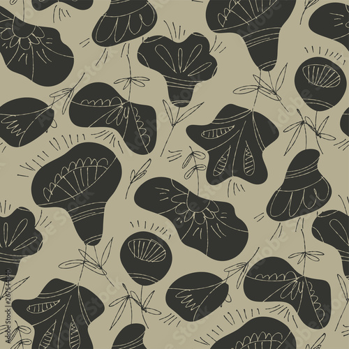 Abstract floral sketch vect...