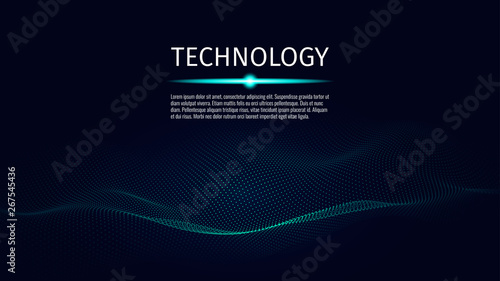 3d abstract digital technology background. Futuristic sci-fi user interface concept with gradient dots and lines. Big data, artificial intelligence, music hud. Blockchain and cryptocurrency. Vector