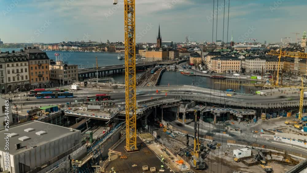 Construction over Stockholm Time Lapse