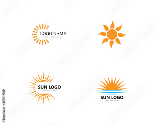 sun Logo Icon Vector Template.Sun over horizon