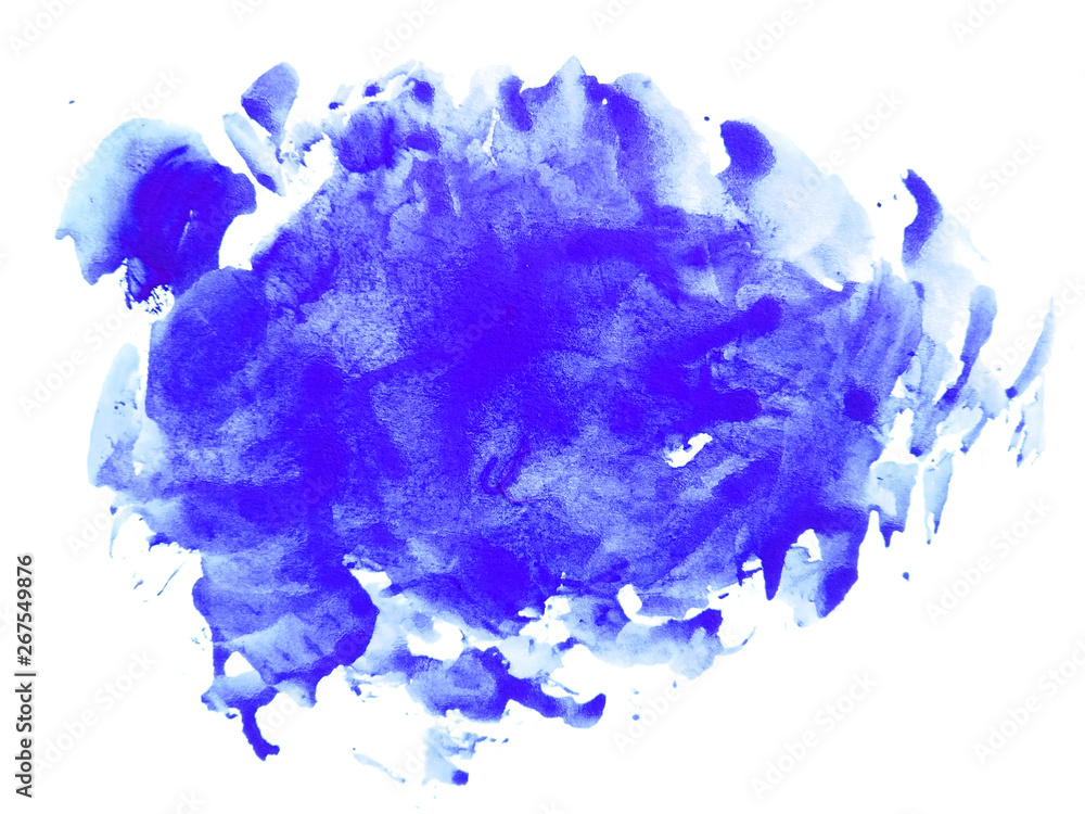 Abstract watercolor on white background. Blue watercolor scribble texture. Blue abstract watercolor background. It is a hand drawn.