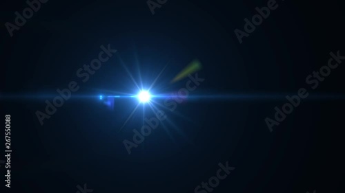 Horizontal Moving lens flare effect on black background. 4k animation.