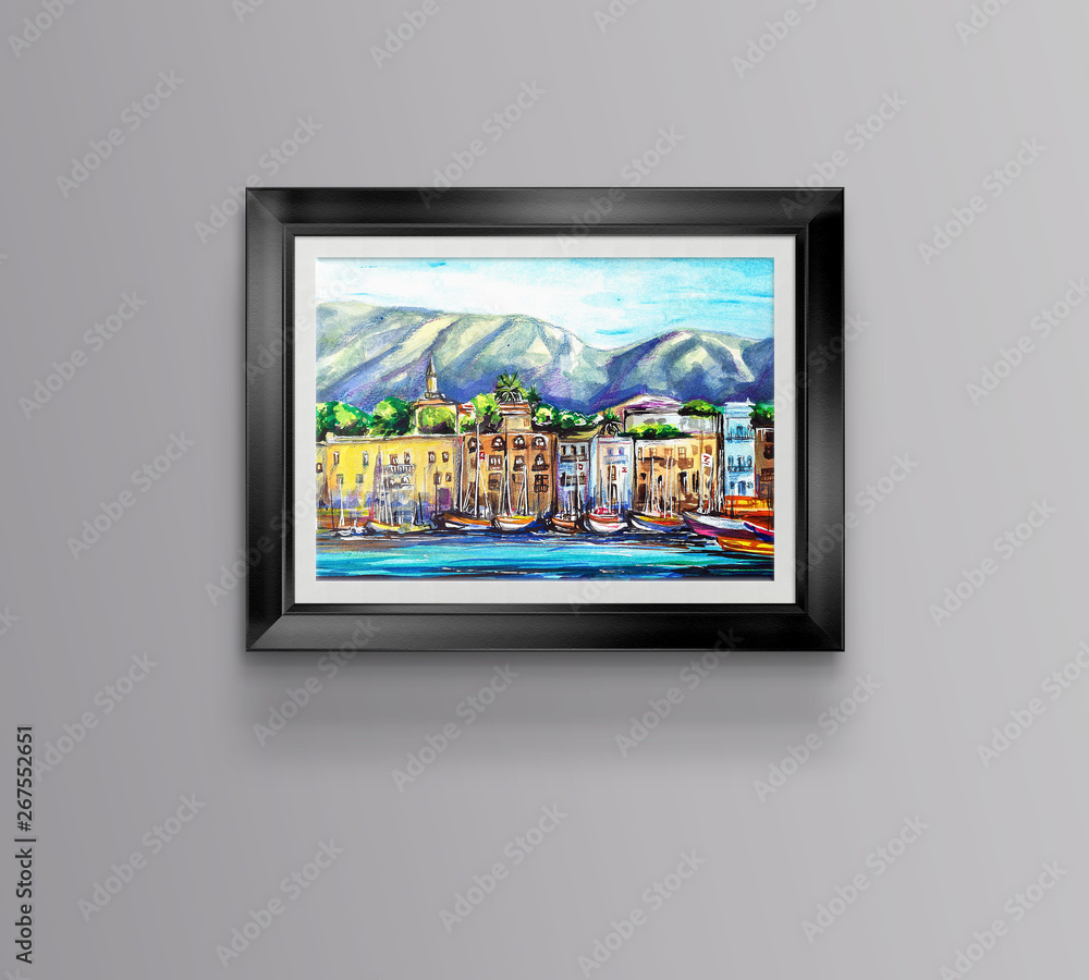 Kyrenia Harbour North Cyprus illustration Kyrenia Harbour North Cyprus illustration