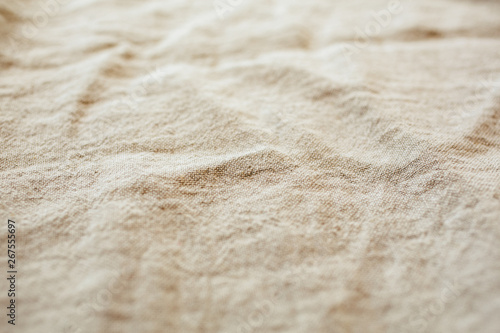 Natural linen texture and background. Close up view of fabric linen texture for design.