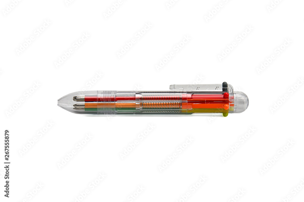 Pen writing in several colors on a white background.Fountain pen Pen writing in several colors on a white background.Fountain pen