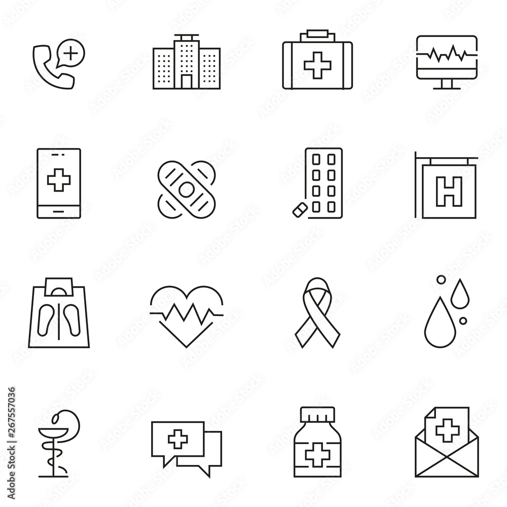 Fototapeta premium Medical And Healthcare Icon Set