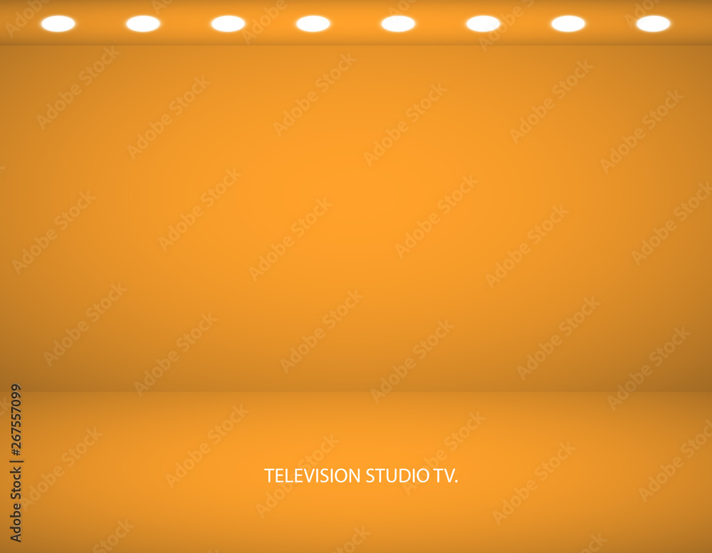 Studio background. Vector empty golden studio for your design, spotlight. Vector graphics Studio background. Vector empty golden studio for your design, spotlight. Vector graphics