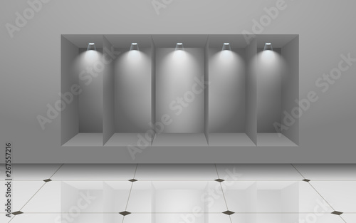 showcase in the dressing room