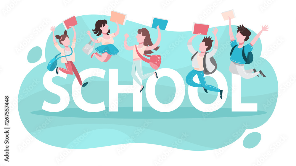School concept. Children study and get education School concept. Children study and get education