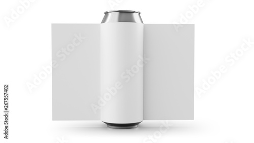 Aluminum cans with label Isolated on white. 3D rendering
