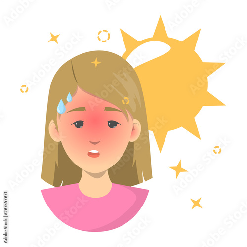 Heat stroke concept. Risk of dehydration from the sun