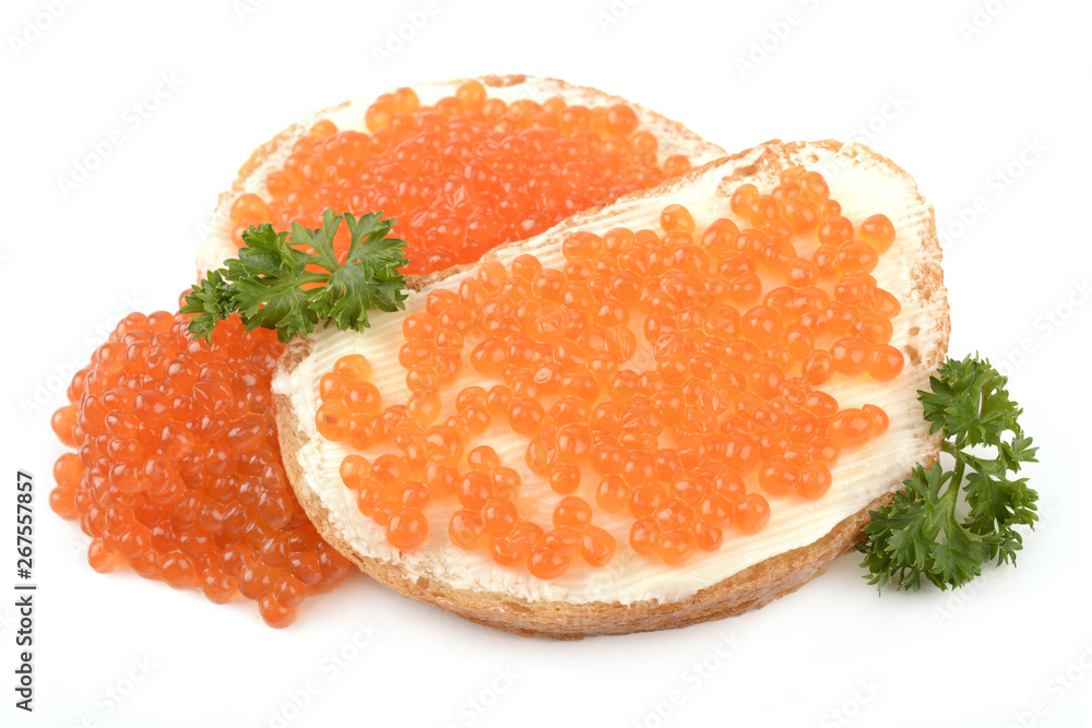 red caviar on white background red caviar on white background