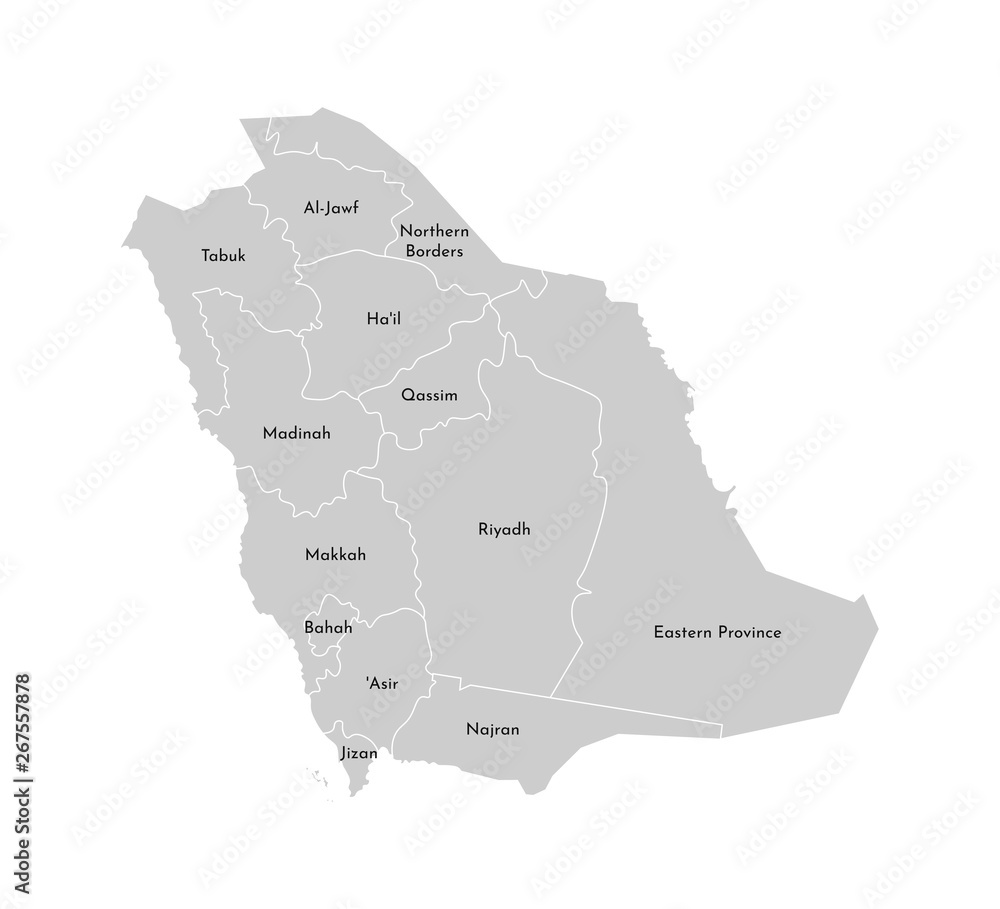 Vector isolated illustration of simplified administrative map of Saudi ...