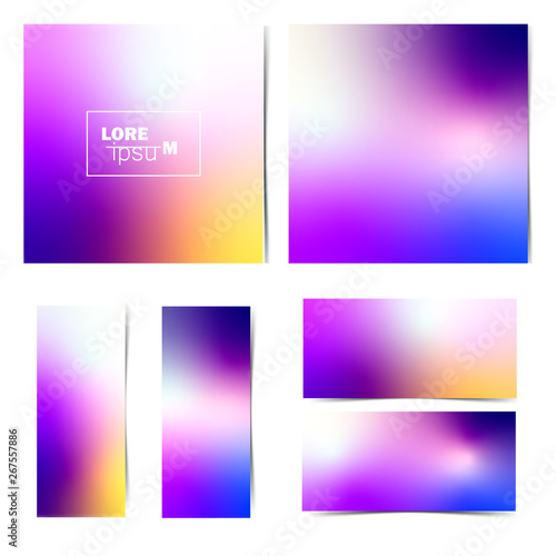 Soft color abstract gradients. Blurred vector  gradients backgrounds set. 