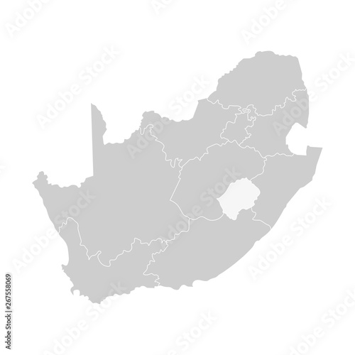 Vector isolated illustration of simplified administrative map of South Africa. Borders of the provinces (regions). Grey silhouettes. White outline