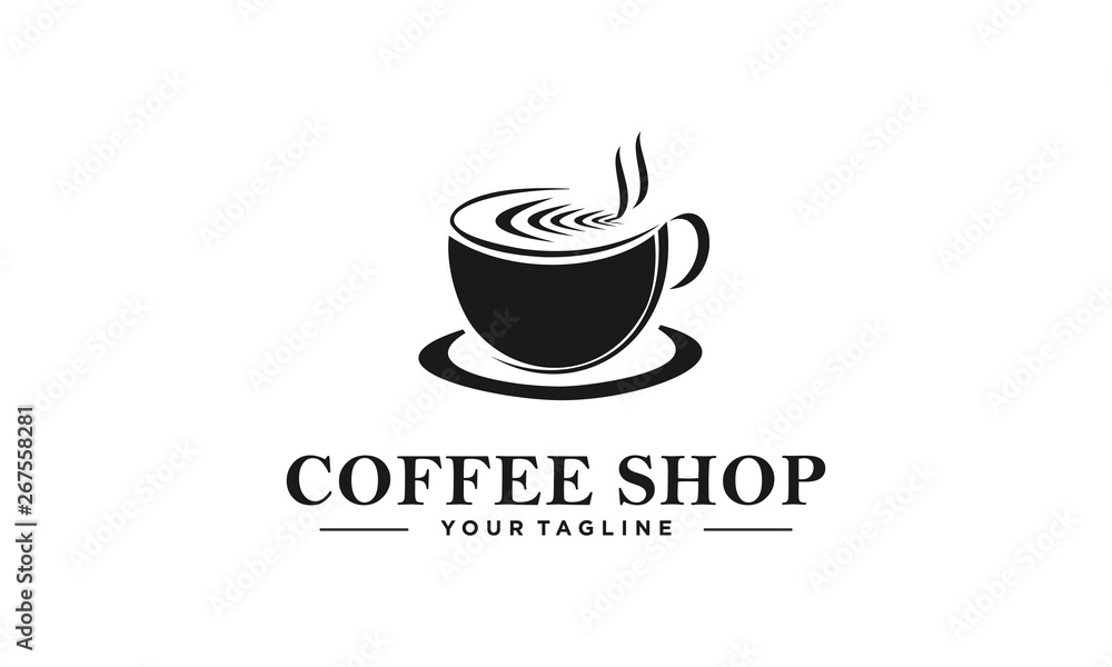 Coffee shop retro logo design with a cup Coffee shop retro logo design with a cup