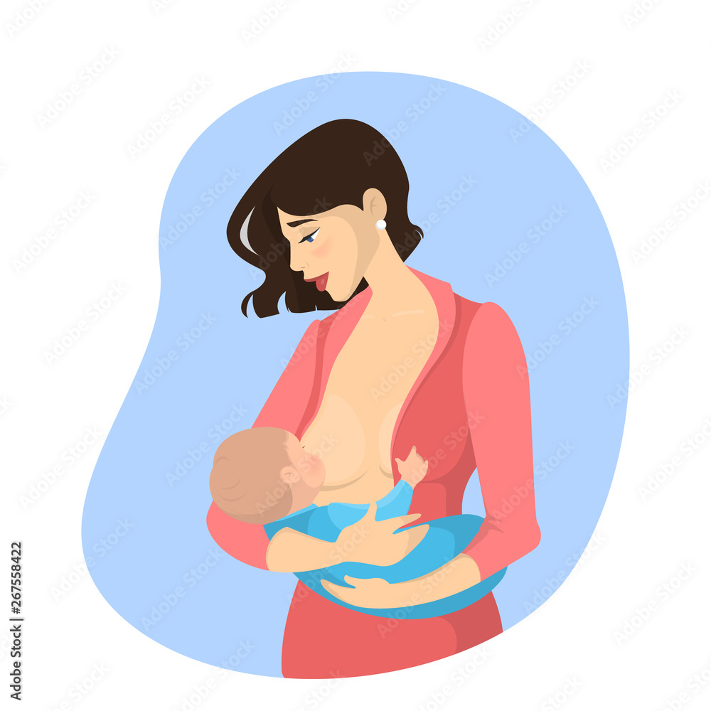 Mother breastfeeding her newborn baby. Idea of child care Mother breastfeeding her newborn baby. Idea of child care