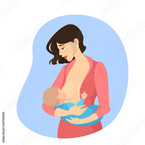 Mother breastfeeding her newborn baby. Idea of child care Stock Vector |  Adobe Stock