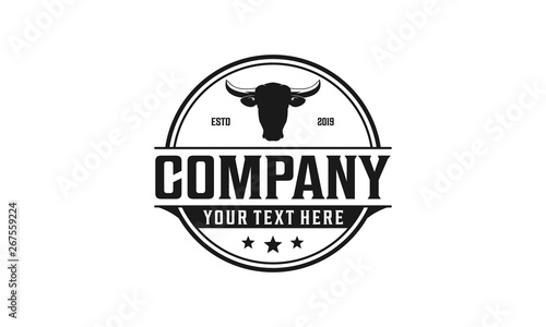 Cow head vintage logo design