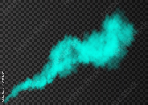 Green smoke explosion special effect  isolated on transparent background.