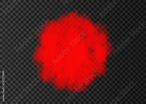 Red smoke circle or fog  track isolated on transparent background.