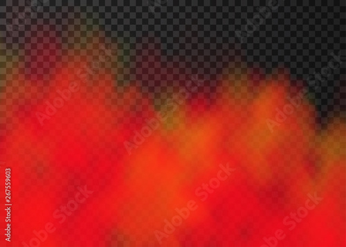 Red smoke and fire isolated on transparent background.