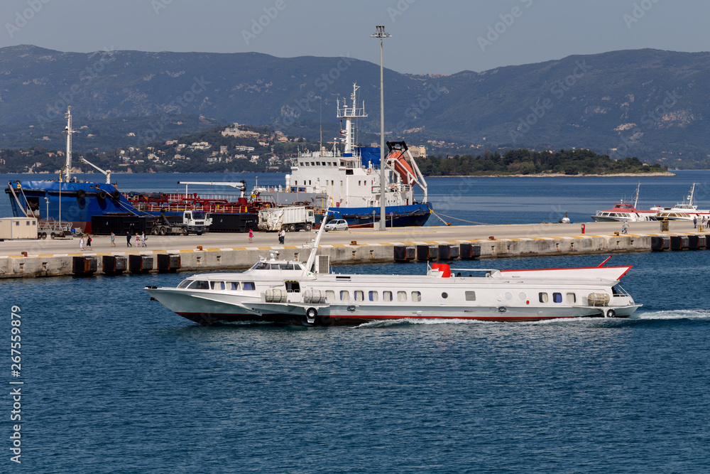 Floating vessel hydrofoil (Greece, island of Corfu)