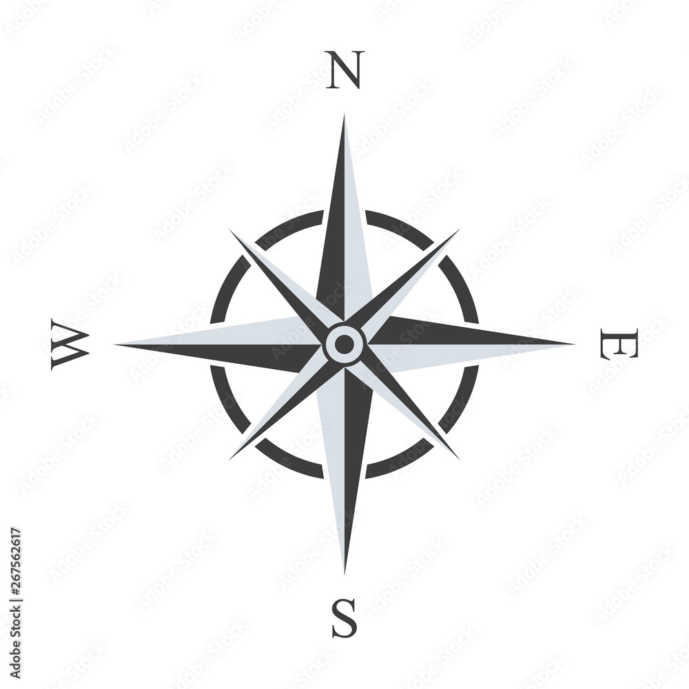 Compas icon. Windrose symbol. Navigation and orientation sign; shows direction relative to geographic points. Template design for mobile or web app. Compas icon. Windrose symbol. Navigation and orientation sign; shows direction relative to geographic points. Template design for mobile or web app.