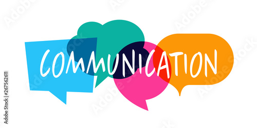 Communication / Word in colorful speech bubble
