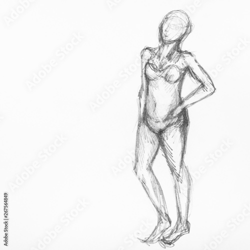 sketch of female figure in swimming suit