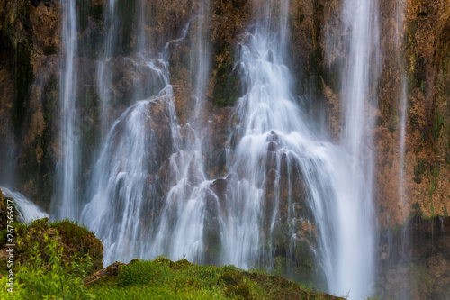 Beautiful details of waterfall in Plitvice Lakes National Park  Croatia