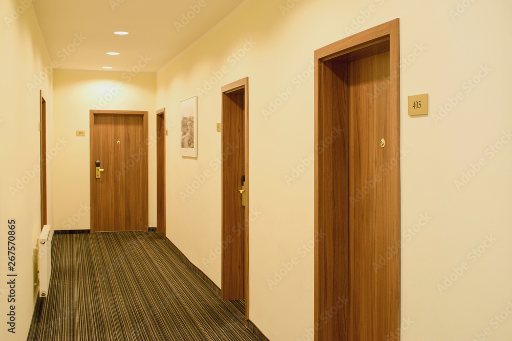 House corridor, entrance to the rooms, doors House corridor, entrance to the rooms, doors